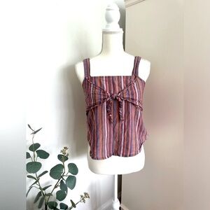 Madewell Tie Front Cami Top Rainbow Stripe Cotton Tank Multi Color Size 4